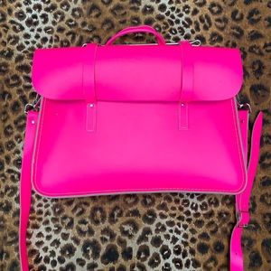 Hot pink bag with shoulder straps